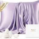 Bedsure 100% Mulberry Silk Pillowcase for Hair and Skin,Purple Silk Pillow Case with Hidden Zipper, Gifts for Women, Queen Size Single Pack,20x30 Inches