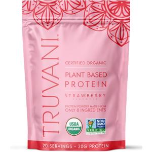 Truvani Organic Plant Based Protein Powder | Strawberry | 20 Servings