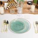80pcs Disposable Clear Green Plastic Plates With Gold Rim, Include 40-7 inch Dessert Plate and 40-10 inch Dinner-Plates for Party, Wedding and Birthday