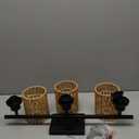 3-Light Rattan Ceiling Lighting Kits Track Lighting Fixture with Boho Farmhouse Style, Modern Bathroom Light Fixtures Black Spotlight and Rattan Shades for Kitchen Bathroom Living Room Hallway