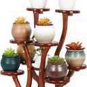 9 Tiers Small Windowsill Plant Shelf Indoor,Bamboo Succulent Plant Stand for Desk,Multi-Layered Tabletop Plant Holder Mini Flower Pot Stand Display for Home Office Decor