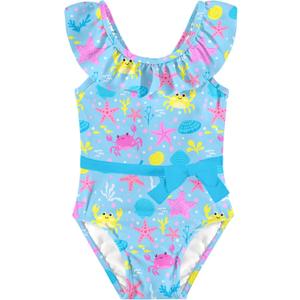Girls One Piece Swimsuits Toddler Cute Ruffle Bathing Suits Quick Dry Beach Swimwear Size 2-7 Years (5-6 Years, Sea Animals)