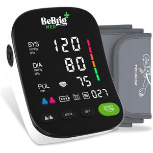 BeBrig

Blood Pressure Monitor for Home Use - HSA & FSA Eligible, Automatic Upper Arm Blood Pressure Machine, Adjustable Cuff 8”-17.5”, Bp Machine Cuff Kit with Type-C Cable, Chart & Carry Case