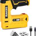 YEAHOME Electric Staple Gun, 2 in 1 Electric Light Duty Brad Nailer/Stapler, 3.7V Power Cordless Stapler Tacker with USB Charger Cable, 1000 Staples for Upholstery, Material Repair and Carpentry