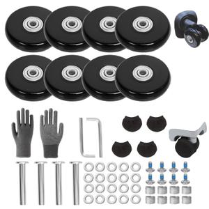 Luggage Replacement Wheels Set 8Pcs 1.97"x0.55"(50x14mm) Rubber Swivel Caster Wheels with 4Pcs Wheels Cover Socks 1.97" (50mm) Axles and Repair Kit for Luggage Bags Trolley Case