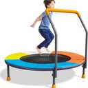 3FT Foldable Trampoline for Kids, 36 Mini Small Trampoline with Handle Bar Indoor Outdoor, Height-Adjustable,Max Load 150LBS,Toddler Baby Jumping Mat,Fitness Recreational Trampoline Garden Workout