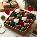 24 Pcs Velvet Christmas Ornaments 2.36 Inch Neutral Shatterproof Plastic Velvet Balls Flocked Ornaments for Christmas Tree Hanging Decorations Multicolored, 24