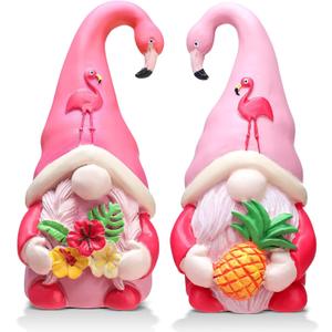 Shappy 2 Pcs Flamingo Gnomes Decor Summer Gnomes Decor Beach Tropical Tiered Tray Kitchen Table Home Decoration Small Statue Flamingo Lovers Gifts Summer Decorations for Home