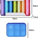 7 Piece Set Pill Organizer 6 Times a Day, Weekly Pill Case, Pill Organizer with Labels, Travel Pill Dispenser 7 Day with 42 Copartments for Medication/Vitamin/Fish Oil/Supplements - Rainbow Colors