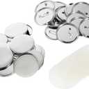 IRONWALLS 75mm Button Supplies, 100 Sets of 3 Inch Button Making Supplies Metal Button Parts for Button Maker Machine, Round Badge Blank Button Pins, Includes Top, Metal Bottom Base & Clear Film