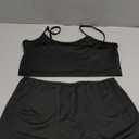 Rooscier Women's Mesh Dress Short Sleeve Bodycon 3 Piece Outfits with Cami Shorts (Black, L)