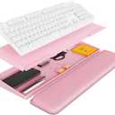 Laborio Computer Keyboard Stand with Storage Box, Keyboard Riser Wrist Rest for Desktop, Office Desk Organizer Accessories(Pink)