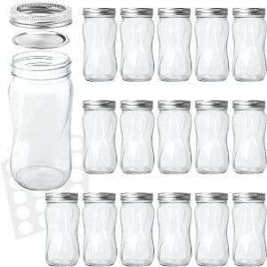 KAMOTA Mason Jars 16 OZ With Regular Lids and Bands, Ideal for Meal Prep, Jam, Honey, Wedding Favors, Shower Favors, DIY Spice Jars, 16 PACK, 20 Whiteboard Labels Included