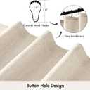 ANRODUO Boho Farmhouse Cream Polyester Textured Fabric Shower Curtain Set - 72"x84" with 12 Metal Hooks, Waterproof & Heavy Duty Polyester, Button Hole Design, Machine Washable for Bathroom