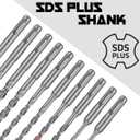 SDS Plus Rotary Hammer Drill Bit Set (10 Pack - 1/8", 1/4", 5/16", 3/8", and 1/2") Carbide Tipped - Perfect for Drilling Through Concrete, Cement, Stone, Brick, Ceramic Pots, & More!