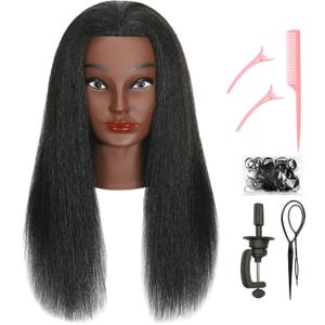 African American Mannequin Head 100% Real Human Hair for Braiding Styling Practice Cosmetology Training with Stand