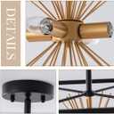 VILUXY Black and Gold Semi-Flush Mount Ceiling Light Fixture Mid-Century Sputnik Modern Ceiling Chandelier Square for Bedroom Entryway Hallway 4-Light