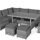 Total Tactic HW71503GRPlus Patio Rattan Dining Furniture Sectional Sofa Set, 