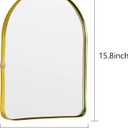 Funly mee Arched Wall Mirror, Wall-Mounted Plastic Mirror, for Bathroom and Vanity (Gold, 11.8 x 15.8)
