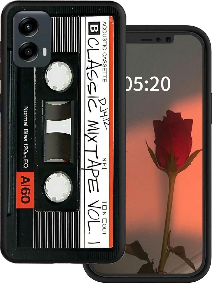Rossy for Motorola Moto G Power 5G 2024 Phone Case with Retro Audio Cassette Pattern for Women Men Slim Soft TPU Silicone Anti-Scratch Shookproof Protection Cover Case for Moto G Power 5G 2024 6.7"