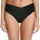 Tempt Me Women Twist Bikini Bottom Moderate High Cut Bathing Suit Bottoms Ruched Swimsuit Bottom medium