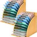 HULISEN 2 Pack Clipboard Holder for Classroom & Office, Wooden Clipboard Storage Organizer with Raised Side Panel & Metal Slots, Wood Clip Board Stand Rack Clip Board Not Included