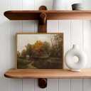 Floating Framed Canvas Wall Art Decor  Vintage Autumn by the Water Landscape Paintings Prints, Nature Countryside Pictures Wall Decor for Living Room Bedroom Office Decoration 8x10 inch