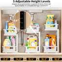 Under Sink Organizer 2 Pack, 2 Tier Adjustable Height Reinforced Carbon Steel Under Kitchen Bathroom Sink Storage Organizer, Smooth Pull-Out Under Sink Cabinet Rack Drawer Organizer, White