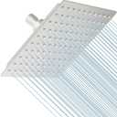 BESy 8 Inch Rain Shower Head, 8" Square Rainfall & High Pressure Stainless Steel Bath Shower Head, 1/16" Ultra Thin, Waterfall Full Body Coverage with Silicone Nozzle, Non Fingerprint Brushed Finish