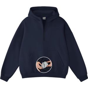 FAIABLE Mens Hoodies Half Zip Up Oversized Sweatshirts Fleece Cotton Quarter Zip Hoodie Pullover Fall Winter Outfit (Black, M)
