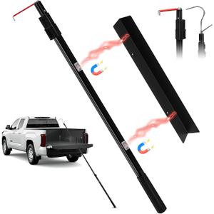 6.9 Ft Magnetically Mounted Truck Cargo Grabber Reach Retriever Tool with Two Hooks, Upgraded Extendable Telescoping Pickup Truck Bed Retriever Tool Magnetic Heavy Duty Truck Bed Accessories