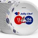 JOLLY CHEF 156 Count Paper Bowls with Leaf Floral Print 12 OZ Disposable Bowls Bulk, Heavy-duty Bowls Perfect for or Parties,Picnics,and Everyday Use