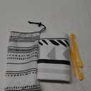 ALAGEO Beach Blanket Boho Black White Sandproof Waterproof Beach Mat Geometric Stripes Sand Free Mat Quick Drying Beach Essentials for Vacation Lightweight with 4 Stakes & Corner Pockets 83"x79"