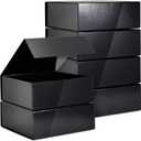 Stockroom Plus Groomsmen Proposal Box 6 Pack - Glossy Black Magnetic Square Bridesmaid Proposal Boxes 9.5 x 9.5 x 3.5 with Lids for Bridal Showers, Parties, Retail
