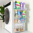 4 Pack Magnetic Shelves for Washing Machine, Heavy-Duty Magnetic Laundry Organizer with Hooks, Washing Machine Shelf for Refrigerator, Metal Storage Baskets, Closet & Laundry Room Organization(White)