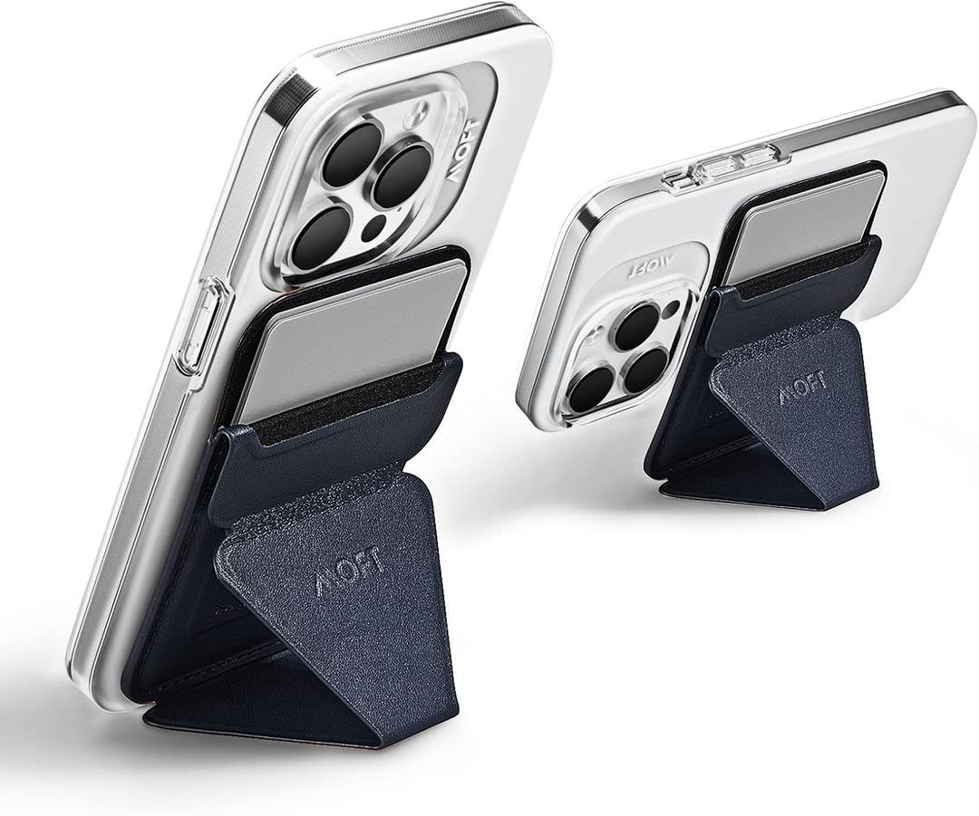 MOFT MagSafe Wallet for iPhone 15/14/13/12 Series, Strong Magnetic Phone Card Holder Fit 2 Cards & 3 Viewing Angles & Stain-Resistant Vegan Leather Phone Stand, Oxford Blue