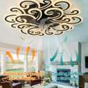 Modern LED Ceiling Light with Decorative Swirl Design, Energy-Efficient Ceiling Fan Lamp, Stylish Black and White Ceiling Light Fixture for Living Room, Bedroom, or Office
