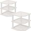VERTORGAN 3 Tier Bamboo Corner Shelf (2 Pack),Dish Drying Rack, Plate Organizer, Kitchen Spice Rack for Countertop and Cabinet (White)