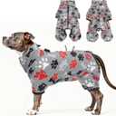 SCENEREAL Fleece Dog Coat Jacket for Small Medium Large Dogs, Soft Pullover Pajamas, Dog Sweater with Harness Built in, Cold Weather Pet Snowsuits Outfits Clothes for Puppis Boys Girls, Grey L (Large(Back Length 20.5"))