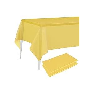 PLULON 3 Pcs Yellow Tablecloths Plastic Disposable Table Cover for Rectangle Tables 54 x 108 Inch Waterproof Tablecloth for Birthday Baby Shower Wedding Fiesta Party Home Kitchen Dining Decor
