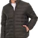 Packable Puffer Jacket Men, Warm Lightweight Winter Jackets for Men (Large, Olive)