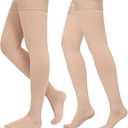 Compression Stockings for Women & Men, 2 Pairs 15-20mmHg Thigh High Compression Socks for Varicose Veins, Swelling, Pregnant, 4XL