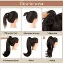 Clip in Ponytail Extension 18 Inch Pony Tails Hair Extensions for Women Long Straight Curly Tail Ponytail Hair piece Synthetic Fake Versatile Pony (Red Vino)