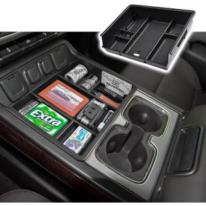 RUNROAD Center Console Organizer Compartment Tray Compatible with Chevy Silverado/GMC Sierra 1500(2014-2018) and Silverado/Sierra 2500/3500HD(2015-2019), Full Console w/Bucket Seats ONLY, Black