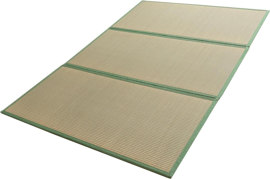 MAXYOYO Japanese Tatami Mat 100% Rush Grass Portable Folding Mat Futon Mattress Firm Traditional Floor Bed 79"x54"x0.47"