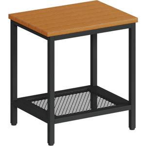 Outdoor Side Table with Storage, 2-Tier Patio End Tables Weather Resistant, Black Outdoor Accent Table,Small Side Table for Pool, Deck, Garden