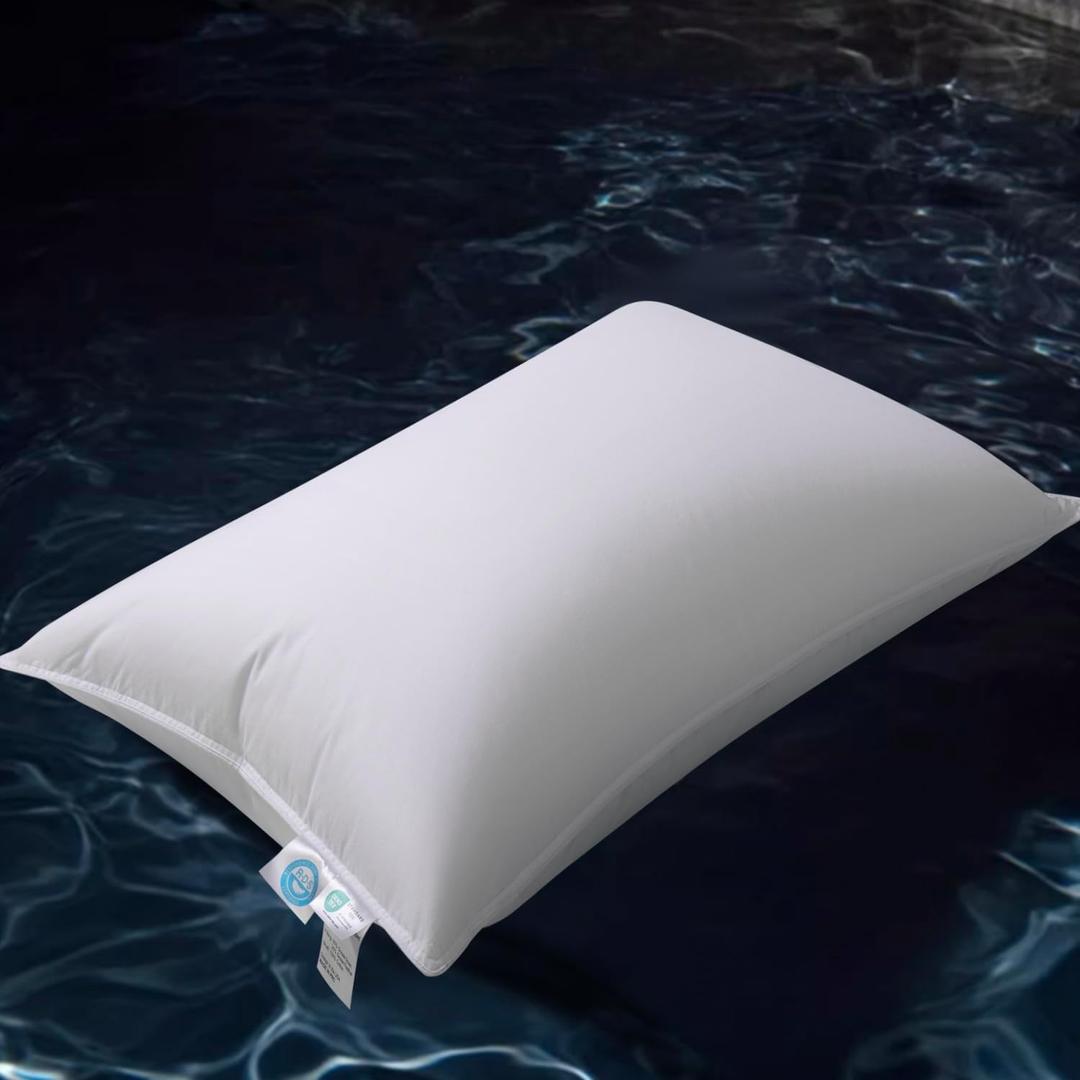 Luxury Down Pillow King, Hotel Quality Bed Pillows for Sleeping, 3-Chamber Premium Down Pillow Fluffy Soft for Side, Back Sleepers, 400 Count Cotton Shell, 1 Pack, 20"x36"