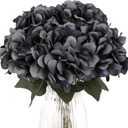 2Bouquets Artificial Flowers Silk Hydrangea Flowers with 10 Heads Fake Flower Bunch Bouquet for Home Wedding Party Decor DIY (Grey)