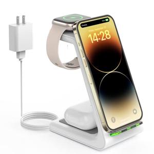 Wireless Charging Station for Apple - 3 in 1 Wireless Charger Stand Dock Watch and Phone Charger Station for Apple Watch 11/8/7/SE/6/5/4/3/2, iPhone 17 Air 16-12 Pro Max SE XS X, Samsung, AirPods