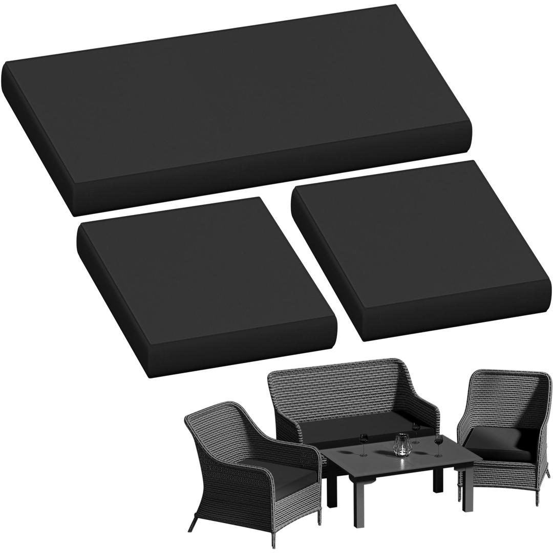 3 Pack Outdoor Patio Seat Cushions, Weather and Fade Resistant Outdoor Loveseat Cushions - 3 In Thicke Anti-slip Wicker Furniture Cushions Fit for 4-Seater Rattan Patio Conversation Sofa Set
